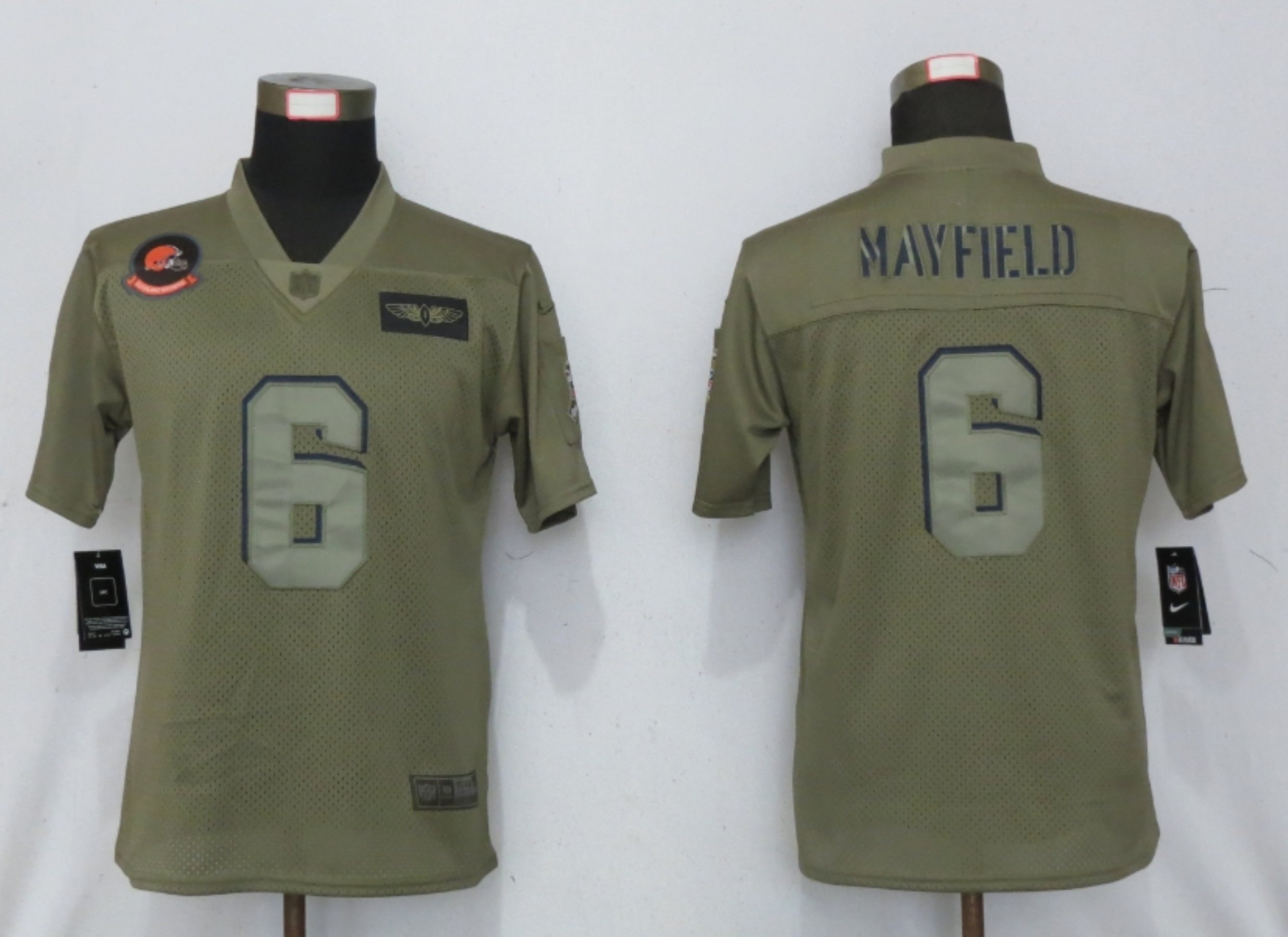 Women New Nike Cleveland Browns #6 Mayfield Nike Camo 2019 Salute to Service limited jersey